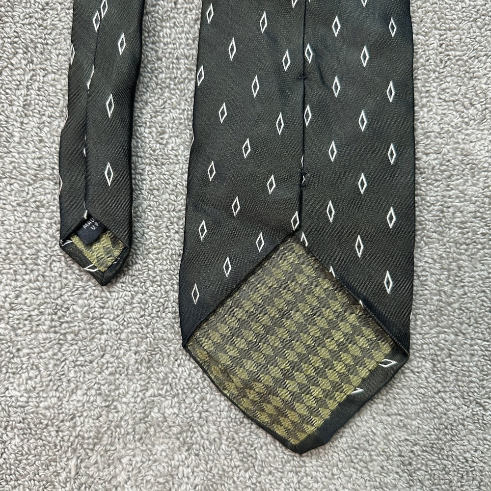 Bruno Piattelli Mens Silk Tie Black White Diamond Geometric Extra Long USA Made - Picture 5 of 6